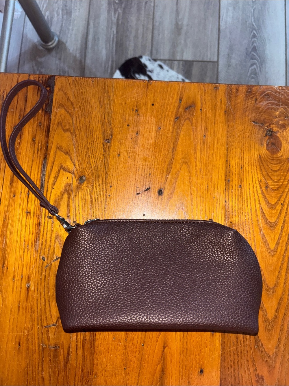 Antik Kraft Pebbled Leather Wristlet - Dark Brown